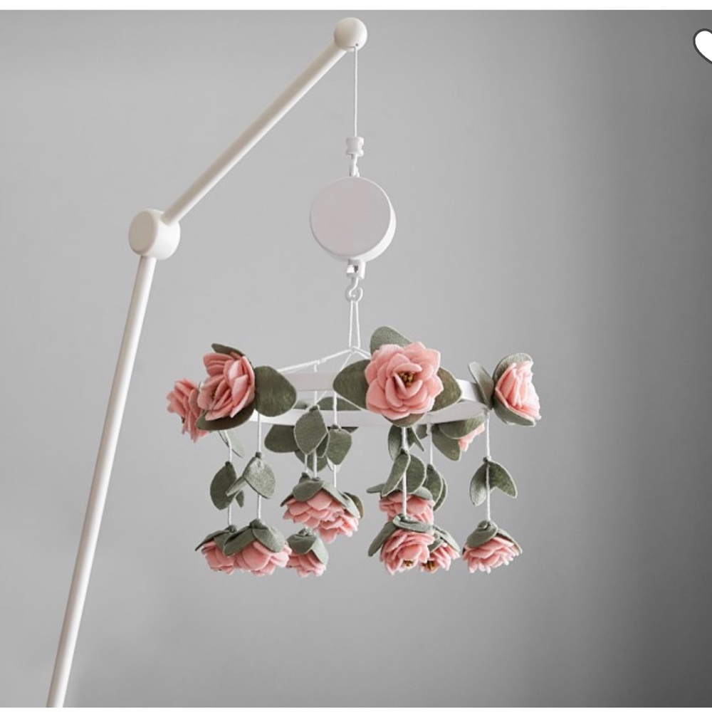 Pottery Barn Felted Pink Roses Baby Crib Mobile